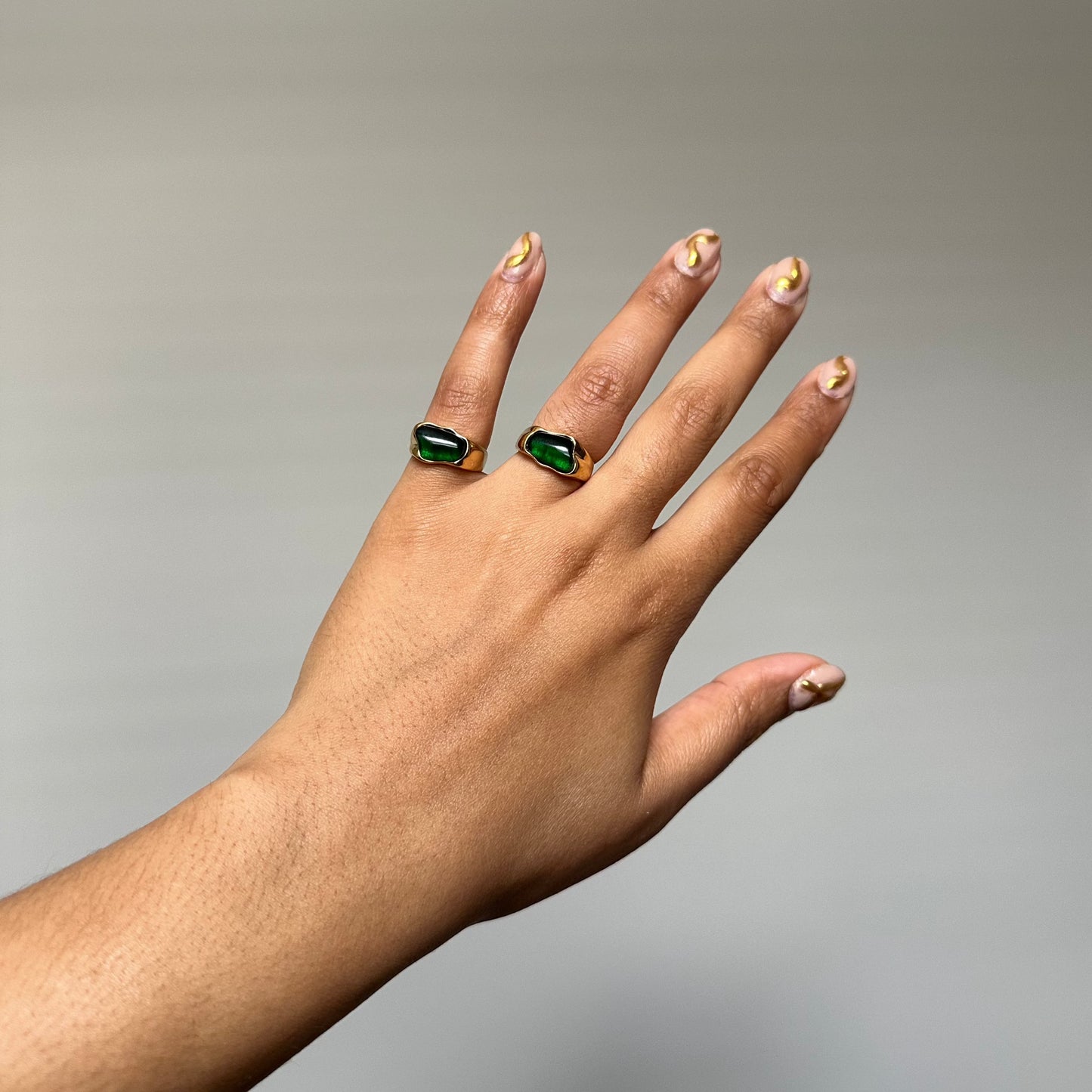 Irregular Emerald Gold Ring