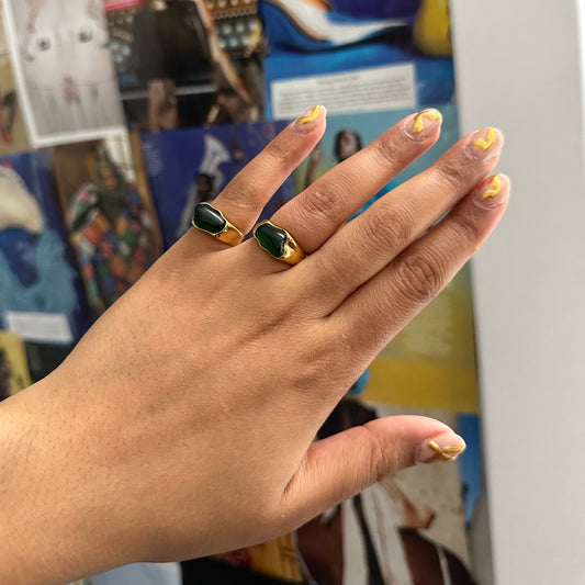 Irregular Emerald Gold Ring
