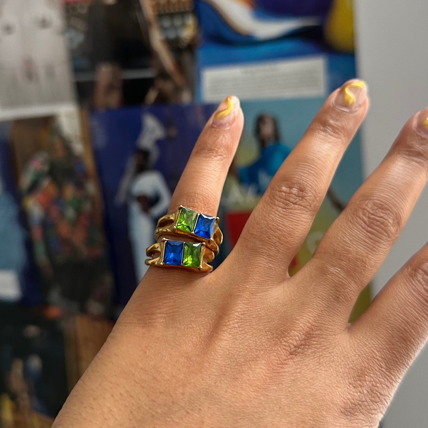 Double Gem Gold Ring