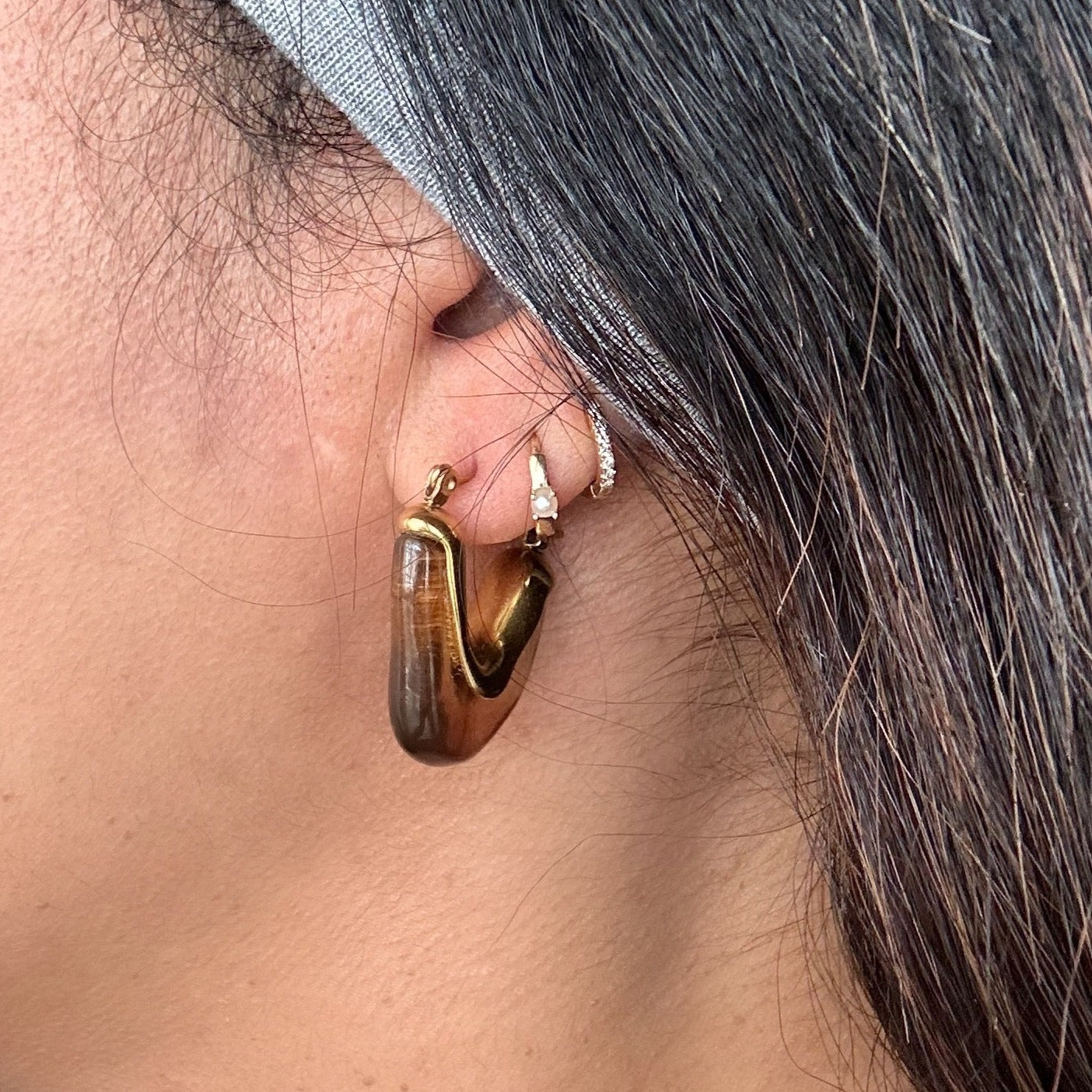 Amber V Shaped Earrings