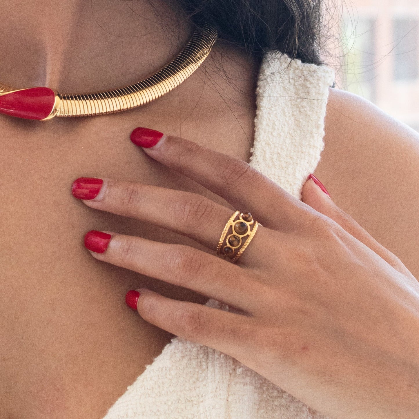 Brown Gemstone Gold Ring